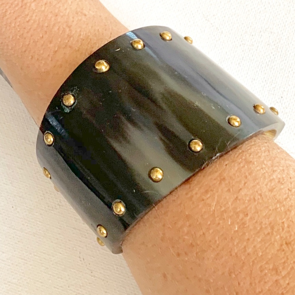 Studded Tortoise Shell Cuff - Picture 2 of 7